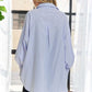 ADORA High-Low Striped Button down Smocked Lantern Sleeve Shirt