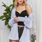 ADORA High-Low Striped Button down Smocked Lantern Sleeve Shirt